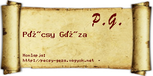 Pécsy Géza névjegykártya